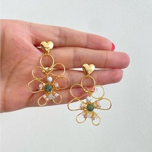 NEW 14K Gold Butterfly Earrings -natural stone earrings